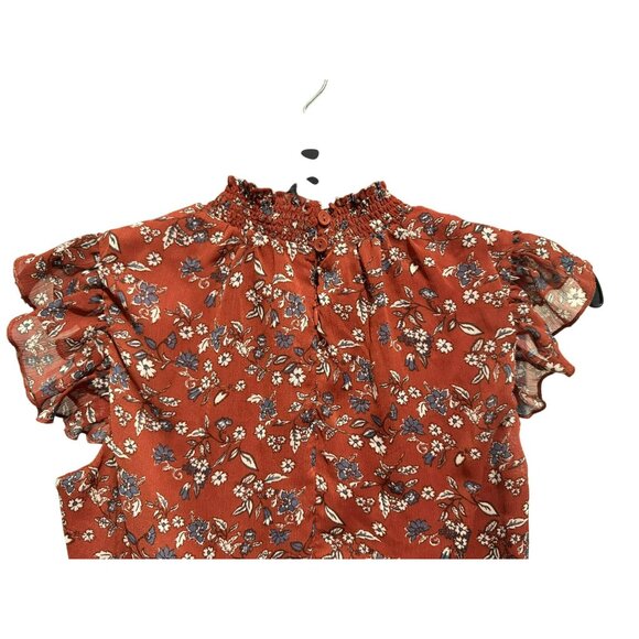 Nina Leonard Smocked Flutter Sleeve Floral Print Lined Midi Dress Flattering SzL - Picture 4 of 7